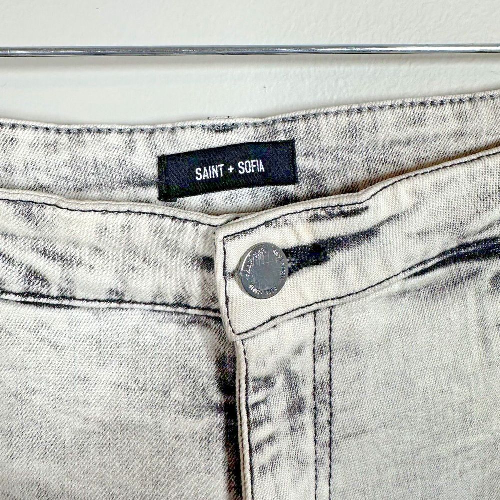 Saint + Sofia Size 32 Gray Light Wash Pixie Pleat… - image 5